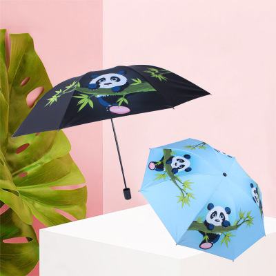 厂家直销黑胶防紫线晴雨伞 卡通防晒三折小黑伞可定制logo成人香蕉视频APP伞